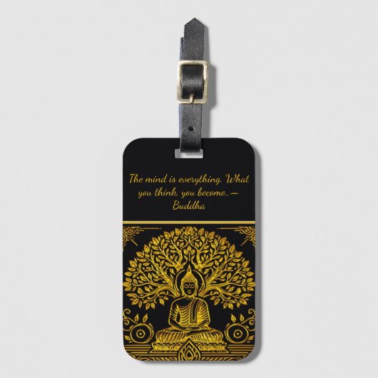 Bladerachtige achtergrond voor Golden Buddha Bagagelabel (Voorkant (verticaal))