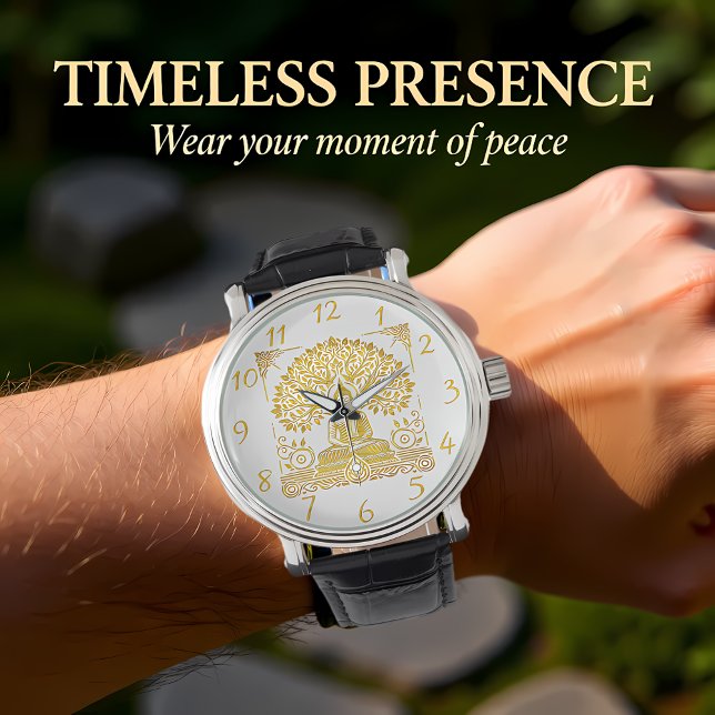 Bladerachtige achtergrond voor Golden Buddha Horloge (Creator heeft geüpload)