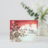 Bladerachtige baksteen rood Happy Birthday Briefkaart (Staand voorkant)