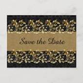 Bladerachtige gouden wervelingen Save the Date Aankondigingskaart (Voorkant)