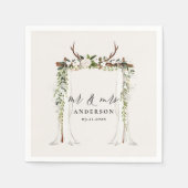 Bladerdak rustieke botanische bruiloft mr en mrs s servet (Voorkant)