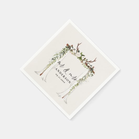 Bladerdak rustieke botanische bruiloft mr en mrs s servet (Hoek)