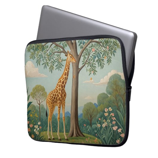 Bladerdak van de Giraffe Laptop Sleeve (Voorkant Links)
