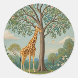 Bladerdak van de Giraffe Ronde Sticker