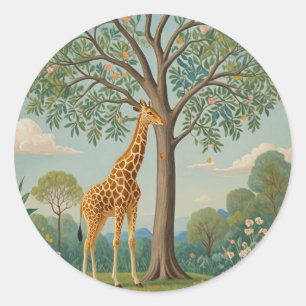 Bladerdak van de Giraffe Ronde Sticker