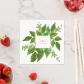 Bladerdek laat gouden monogram bruiloft cocktail servet (Insitu)