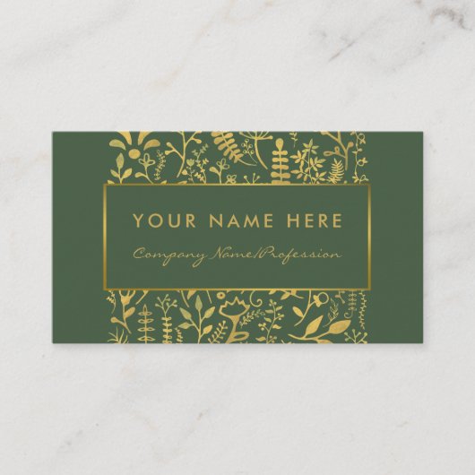 bladereffect van groene en goudolie visitekaartje (Voorkant)