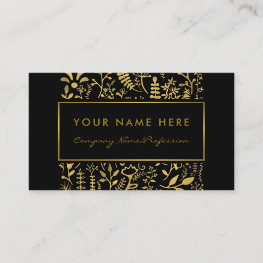 bladereffect van zwart en goudolie visitekaartje (Voorkant)