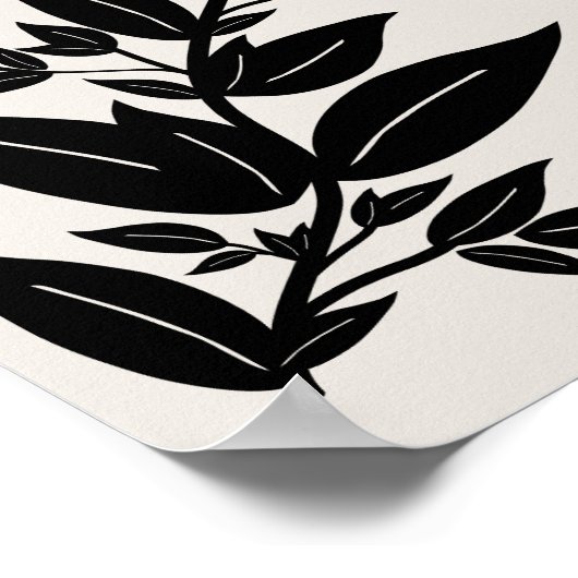 Bladeren beige en zwarte botanische poster (Hoek)