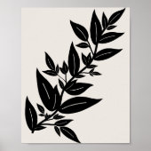 Bladeren beige en zwarte botanische poster (Voorkant)