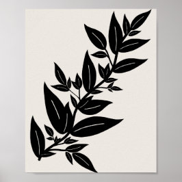 Bladeren beige en zwarte botanische poster