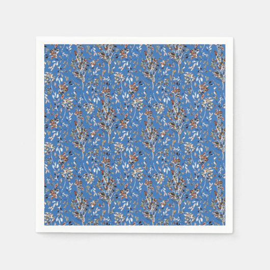 bladeren bessen blauw bloemig servet (Voorkant)