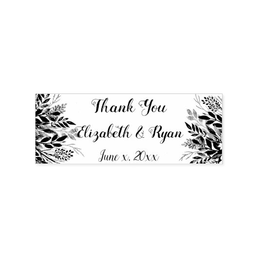 Bladeren, bessen en bloemen bruiloft dank u rubberstempel (Gestempeld)