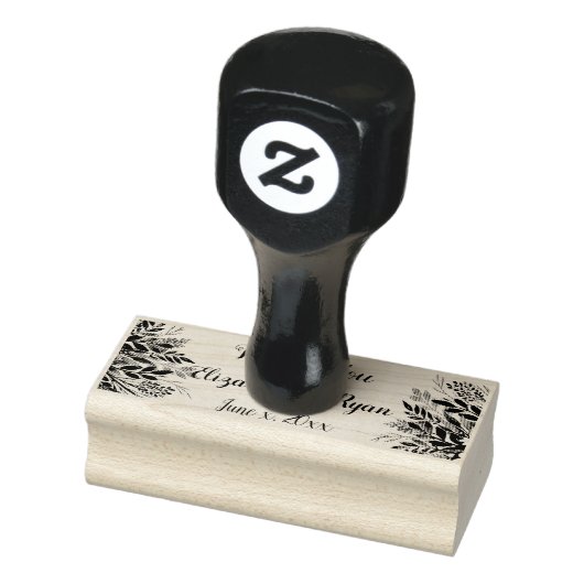 Bladeren, bessen en bloemen bruiloft dank u rubberstempel (Stempel)