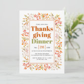 Bladeren, bessen verbrand sinaasappel Thanksgiving Kaart (Staand voorkant)