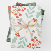 bladeren bladeren bessen sterren patroon inpakpapier vel (In situ)