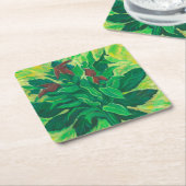 Bladeren, bladeren en orchideeën, tekenleer kartonnen onderzetters (Schuin)