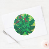 Bladeren, bladeren en orchideeën, tekenleer ronde sticker (Envelop)