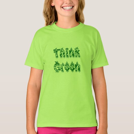 Bladeren & Bloemen "Denk groen" T-shirt (Voorkant)