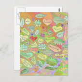 Bladeren, bloemen, harten / Briefkaart met bewuste (Voorkant / Achterkant)