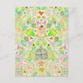 Bladeren, bloemen, harten, Lucky Clovers Briefkaar Briefkaart