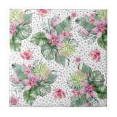 bladeren bloementropisch patroon tegeltje (Voorkant)