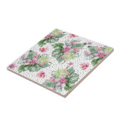 bladeren bloementropisch patroon tegeltje (Zijkant)