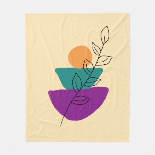 Bladeren boho illustratie fleece deken (Voorkant)