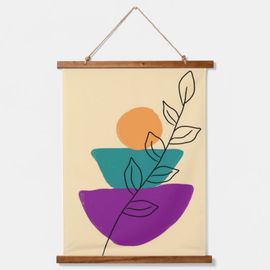 Bladeren boho illustratie hangend wandkleed (Voorkant)