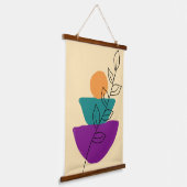 Bladeren boho illustratie hangend wandkleed (Gebogen)
