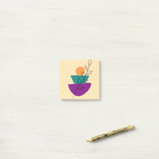 Bladeren boho illustratie post-it® notes (Op bureau)