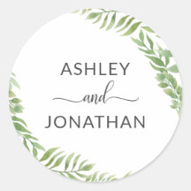 Bladeren Botanische krans bruiloft witte etiketten