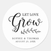 Bladeren bruiloft laat liefde groeien ronde sticker (Voorkant)