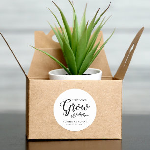 Bladeren bruiloft laat liefde groeien ronde sticker