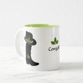 Bladeren, Cowgirl, zwart Pet en laars Tweekleurige Koffiemok (Voorkant links)