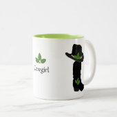 Bladeren, Cowgirl, zwart Pet en laars Tweekleurige Koffiemok (Voorkant rechts)