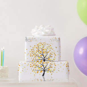 Bladeren die uit een boom vallen cadeaupapier