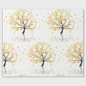 Bladeren die uit een boom vallen cadeaupapier (Vlak)