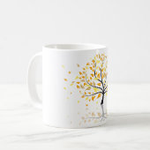Bladeren die uit een boom vallen koffiemok (Voorkant links)