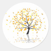 Bladeren die uit een boom vallen ronde sticker (Voorkant)