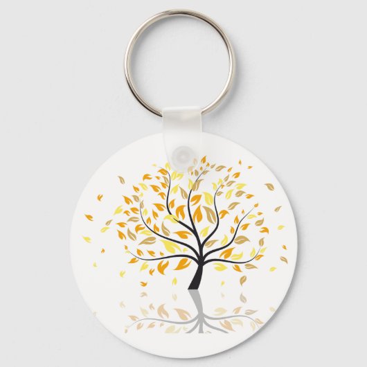 Bladeren die uit een boom vallen sleutelhanger (Achterkant)