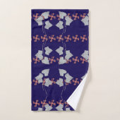 Bladeren En Asterisken Navy Blauwe  Bad Handdoek (Handdoek)