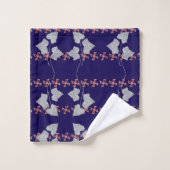 Bladeren En Asterisken Navy Blauwe  Bad Handdoek (Wasdoekje)