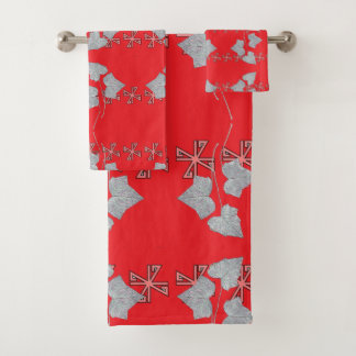 Bladeren en asterisken rood bad handdoek