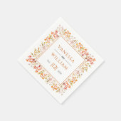 Bladeren en bessen die oranje valbruiloft verbrand servet (Hoek)