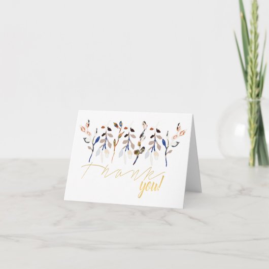 bladeren en bessen Elegant Waterverf Floral Bedankkaart (Voorkant)