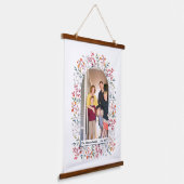 Bladeren en bessen met stoffige blauwe boardfamili hangend wandkleed (Gebogen)