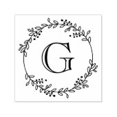 Bladeren en bessen rond krans Lijst #1 Initiaal Zelfinktende Stempel (Design)
