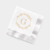 Bladeren en bessen Ronde Krans Lijst #1 Initiaal 1 Folie Servetten (Links)