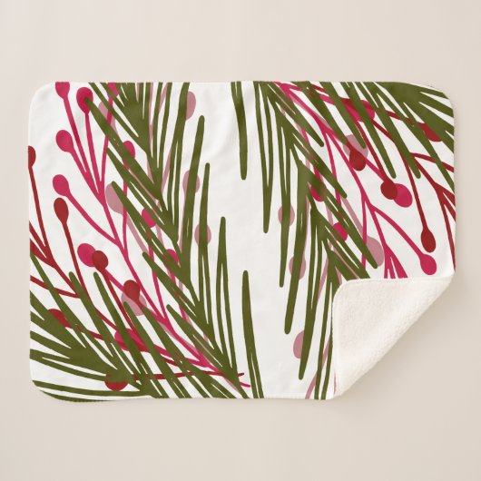 Bladeren en bessen sherpa deken (Voorkant (horizontaal))